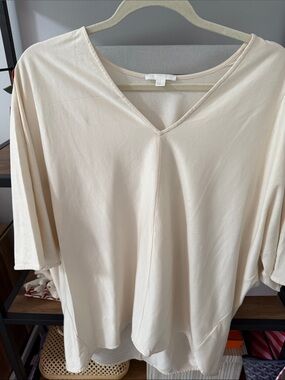 COS Cream V-Neck Relaxed Short Sleeve Tee